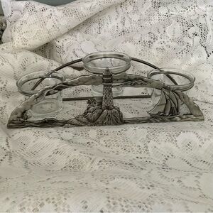 Lighthouse Sailboat Metal & glass votive Candle Holder NEW shore house